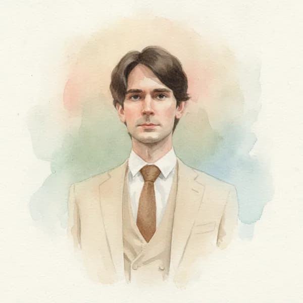 Illustrated portrait of Alfred, Emma's dad