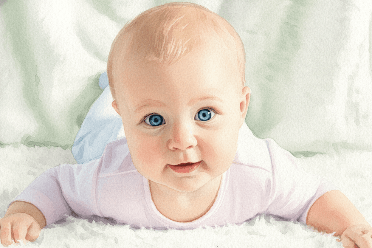 Aquarellporträt von Luna, dem Baby