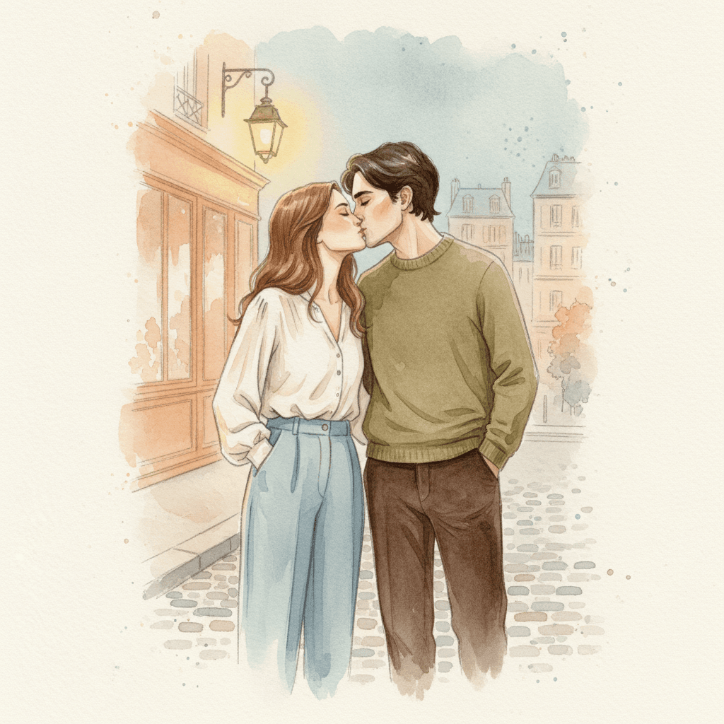 Double-page spread from Juliana and Alfred's love story, their little family grows