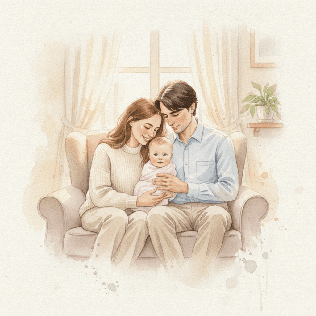 Double-page spread from Luna's birth book, her parents' wishes for her life